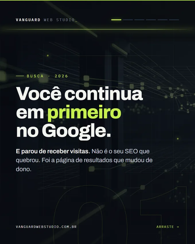 Capa do carrossel: Você continua em primeiro no Google. E parou de receber visitas.