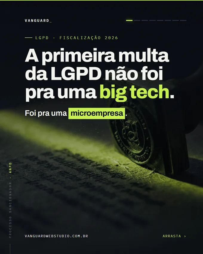 Capa do carrossel: A primeira multa da LGPD não foi pra uma big tech. Foi pra uma microempresa.